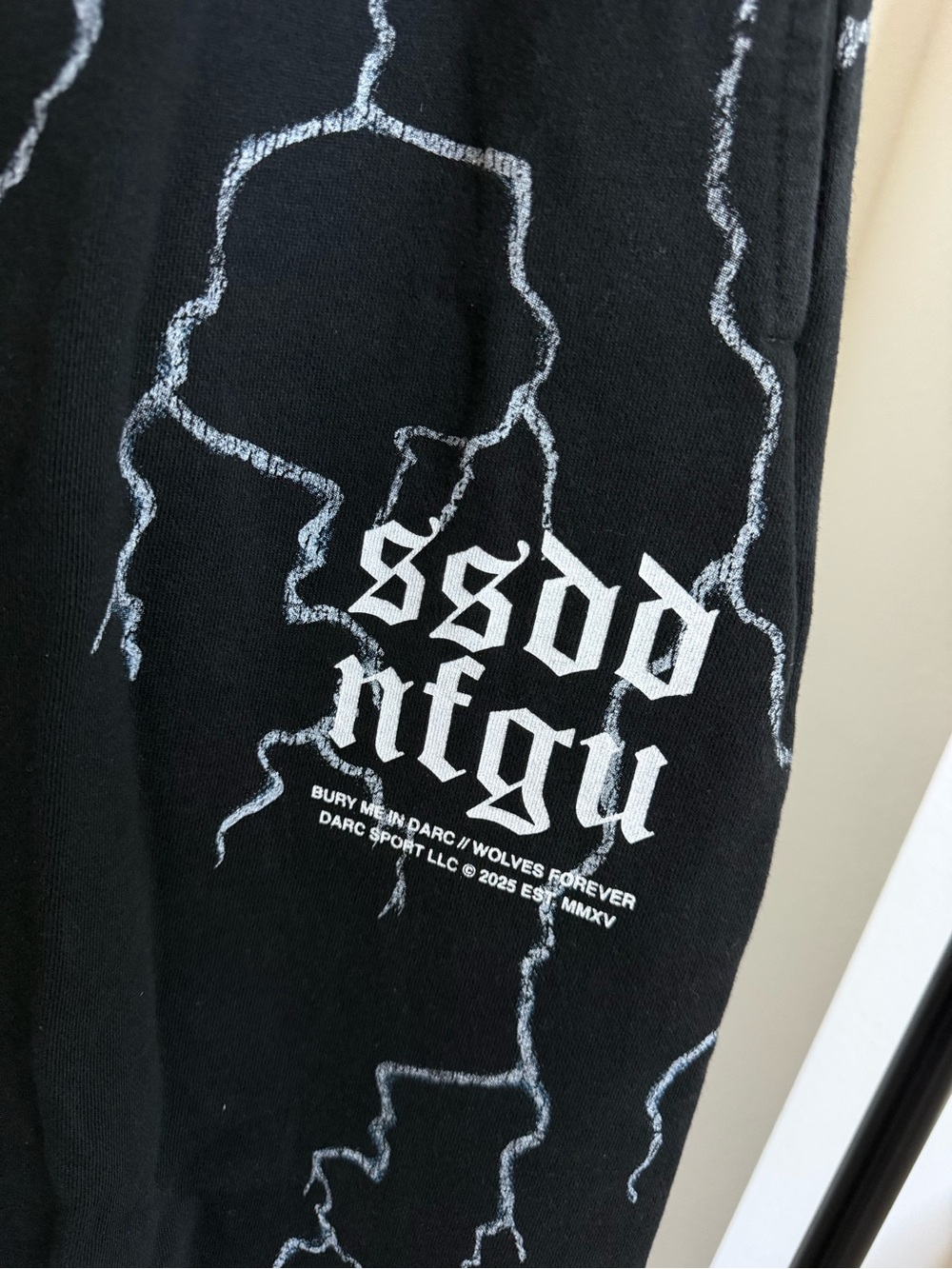 Darc Sport Black Sweatpants with White Lightning Graphics - Picture 2 of 5
